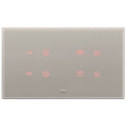 Placca elettronica 5 moduli BS (2+blank+2) grigio perla per installazioni elettriche