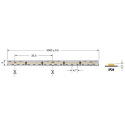 Striscia LED 5 mm 8,6 W/m 24 V IP20 CR90 illuminazione interna continua efficiente
