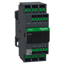 Contattore TeSys Deca 3 poli 32A 110V CA terminali SNAP IN comando motori fino 15kW 400V