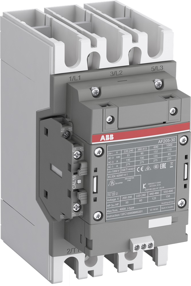 Contattore trifase 3 poli AF205-30-11-32 48-130V controllo motori fino 110 kW industriale e civile