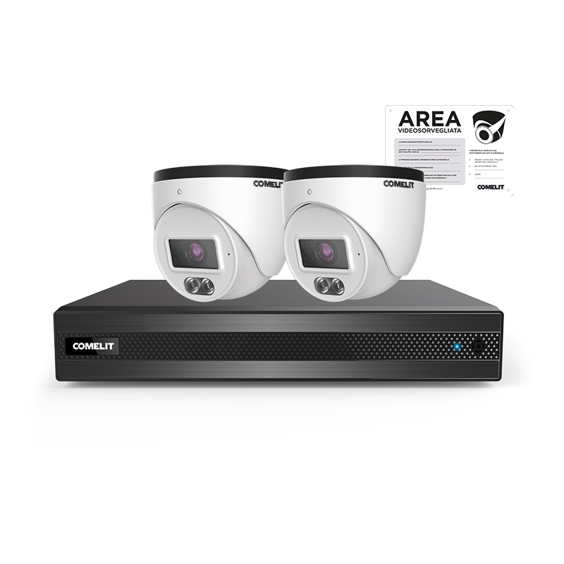 Kit videosorveglianza IP centralina NIPNVR004N06PA 2 telecamere IPTCAMN04F0 sicurezza residenziale commerciale
