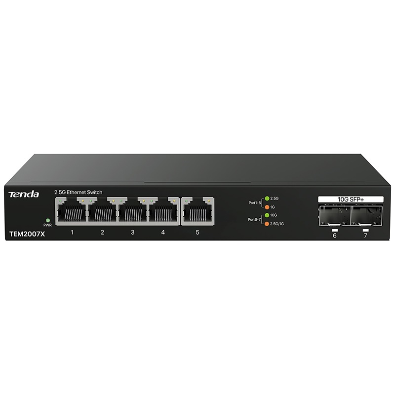 Switch Tenda 5 porte 2,5G + 2 SFP+ 10G connettività rete aziendale ad alte prestazioni