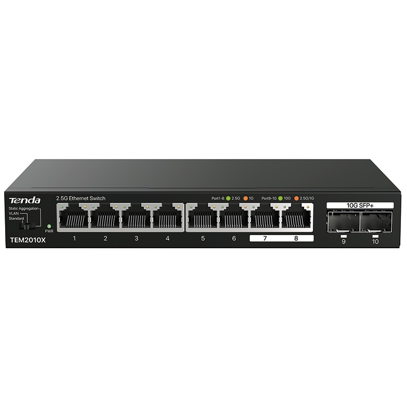Switch rete 8 porte 2,5G 2 porte SFP+ fibra ottica prestazioni elevate ambiente professionale