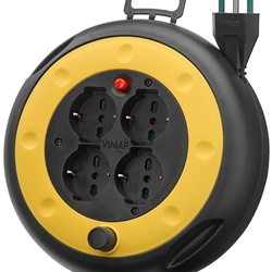 Avvolgicavo 16A 4 uscite universali 4m con disgiuntore termico protezione cavo 3G1,5mm² uso domestico e professionale