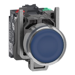 PULSANTE LUMINOSO BLU 24V NO+NC PUS