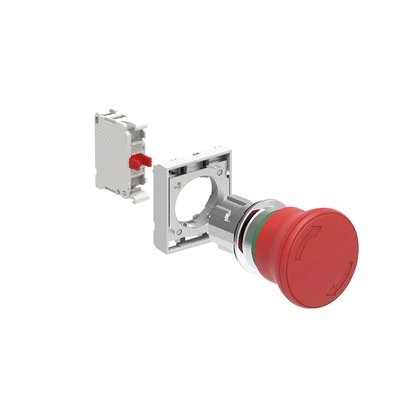 Kit metallico fungo rosso sgancio rotante 1NC per applicazioni elettriche professionali