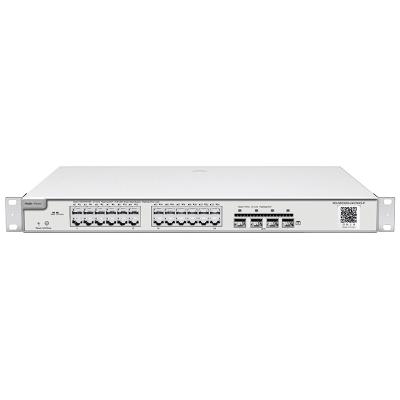 Switch rete 24 porte PoE Gigabit 4 porte SFP 10Gb Layer 2 per installazioni professionali