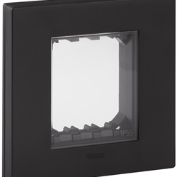 Calotta protezione IP55 2 moduli nero resistente per componenti elettrici industriali e civili