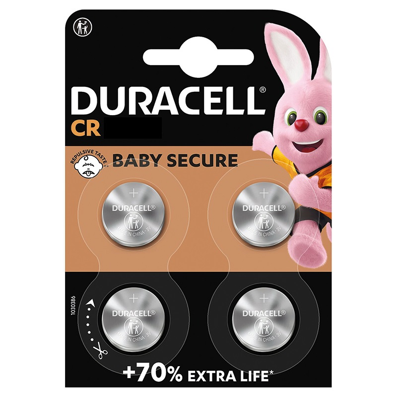 Batterie litio 3V 2032 Duracell lunga durata sicurezza dispositivi elettronici confezione 4 pezzi