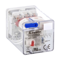 RELE INDUSTRIALE UNDECAL 3 CONTATTI 10A 24VDC LED MONTAGGIO ZOCCOLO HR7XS2