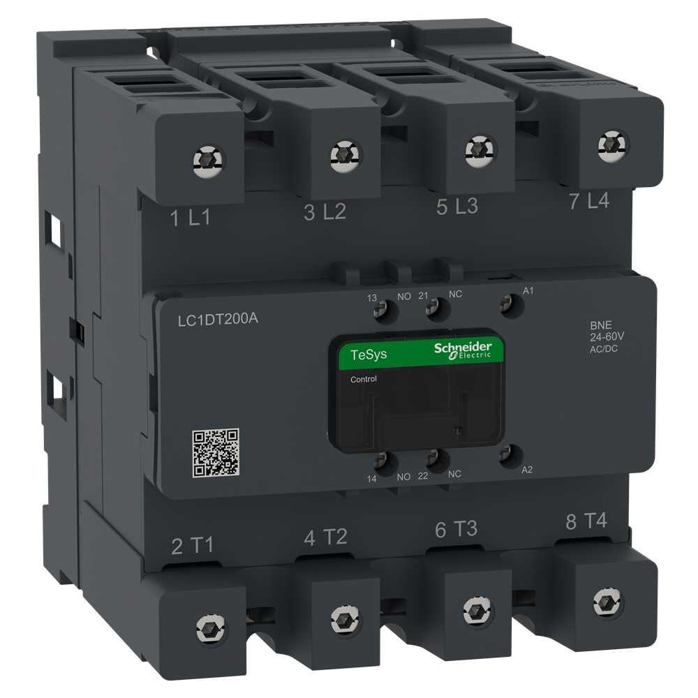 Contattore Tesys Deca Advanced 4 poli 4NO 200A 440V bobina 24-60V ACDC connettore Everlink IP20 multi-standard