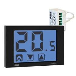 Termostato Thalos RF Nero Touch Screen con Attuatore Remoto 16A per Controllo Climatizzazione e Riscaldamento