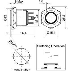 Pulsante antivandalo automatico 24V IP65 verde per impianti elettrici industriali e civili