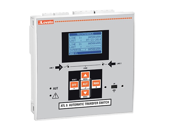 Commutatore automatico rete 144x144mm 12-24VDC controllo 2 linee con porta ottica
