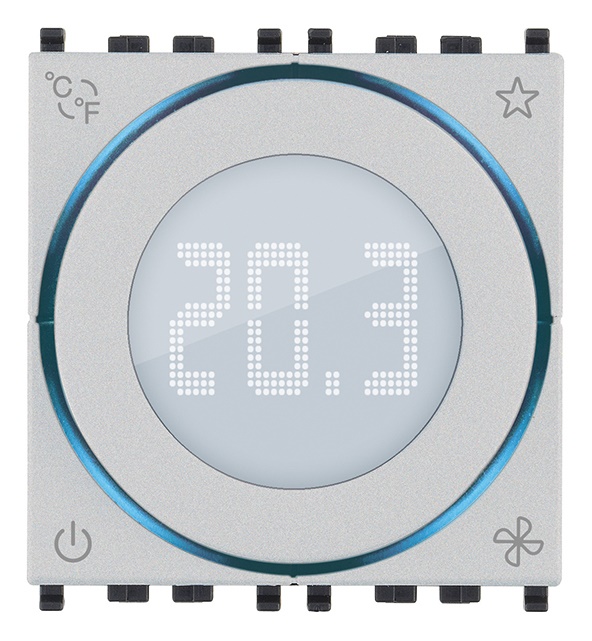 Termostato rotella elettronico KNX 2 moduli controllo temperatura ambiente riscaldamento condizionamento domotica standard