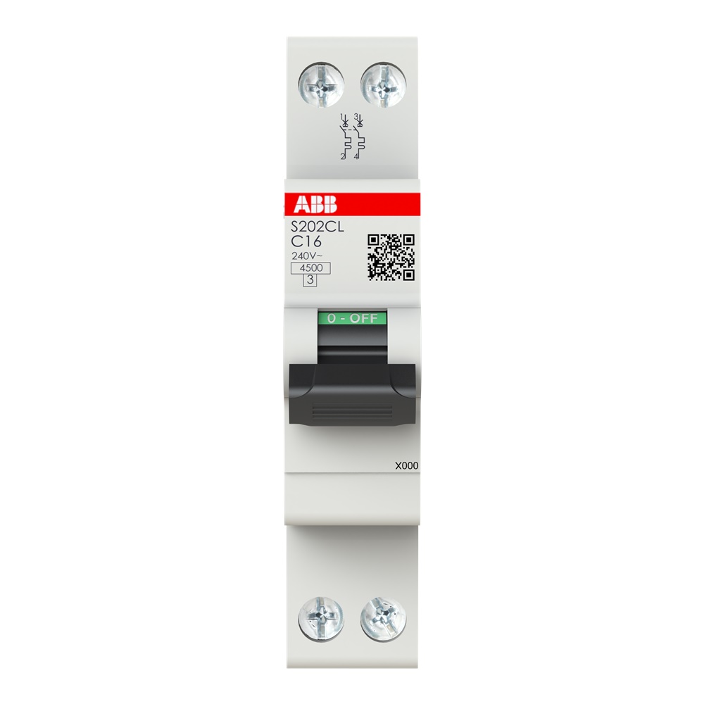 Interruttore Automatico Miniaturizzato S202C 2P 16A Curva C Protezione Sovraccarichi Cortocircuiti