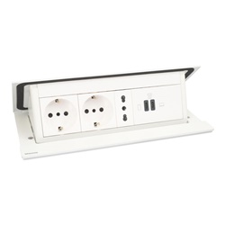 Pop-up elettrico 8 moduli bianco uffici sale riunioni incasso tavolo
