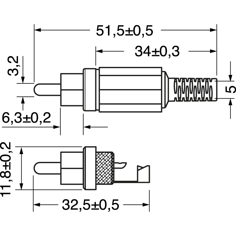 Spina volante RCA gialla professionale con connessione rapida per impianti audio/video e comunicazione