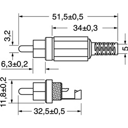 Spina volante RCA gialla professionale con connessione rapida per impianti audio/video e comunicazione