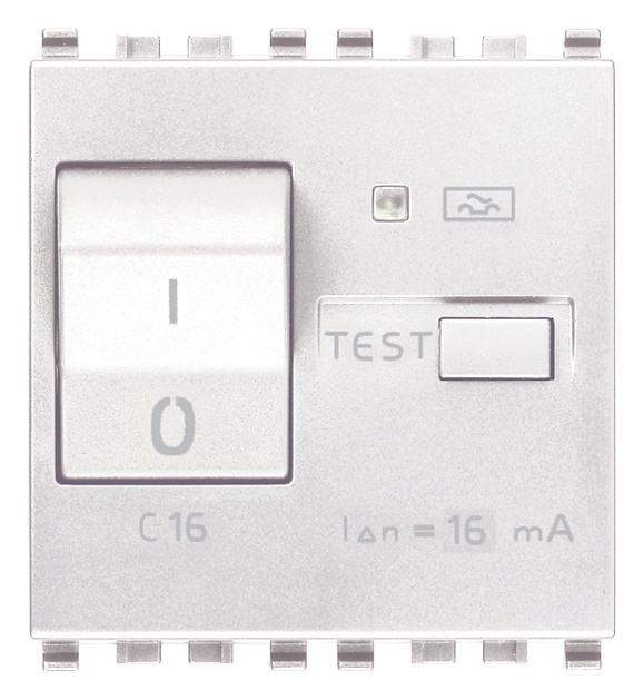 Interruttore magnetotermico differenziale 1P+N C16 6mA 2 moduli bianco uso civile