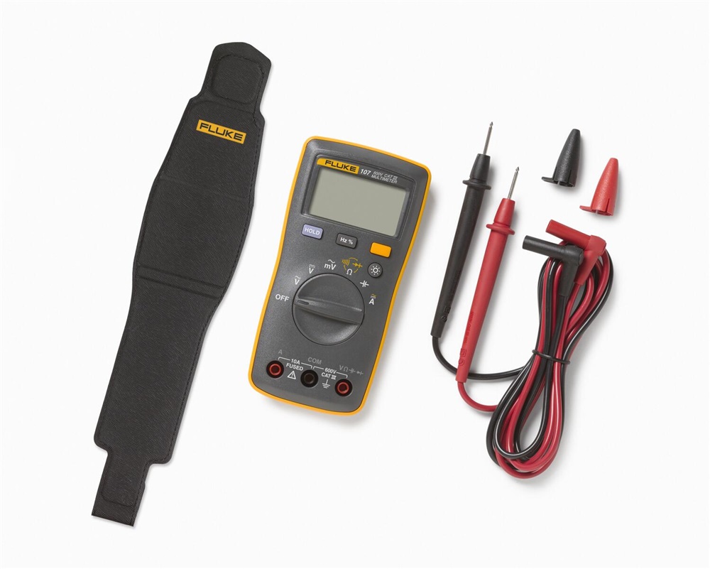 Multimetro digitale palmare Fluke 107 compatto leggero 200g sicurezza CAT III 600V per diagnostica e manutenzione impianti