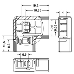 Connettore SMD 4 poli striscia angolare 10 mm per applicazioni elettriche 220V