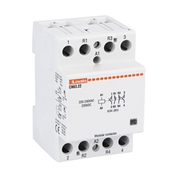 Contattore modulare 3 poli 63A 2NA+2NC bobina 220-230V per impianti elettrici industriali e civili