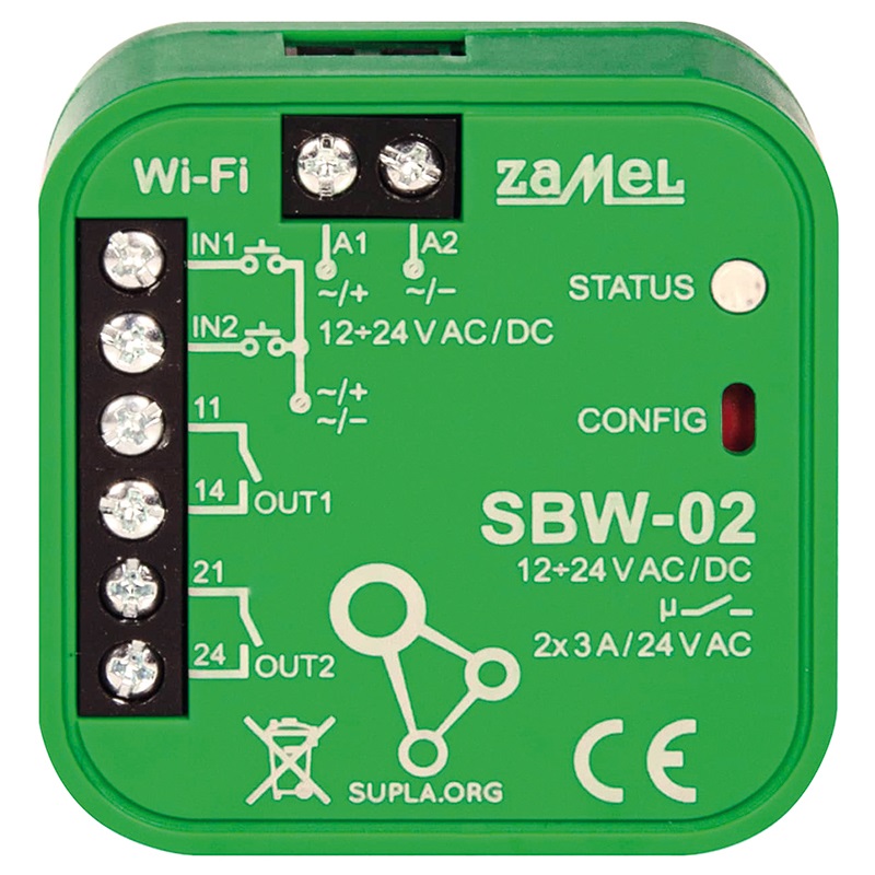 Ricevitore Supla apricancello 2 canali 12-24V AC/DC compatibile domotica controllo accessi residenziale e commerciale