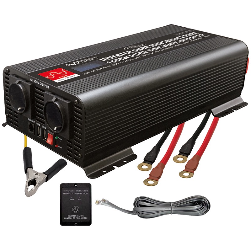 Inverter professionale 1500W 12V onda pura per alimentazione stabile dispositivi sensibili uso elettrico professionale e domestico