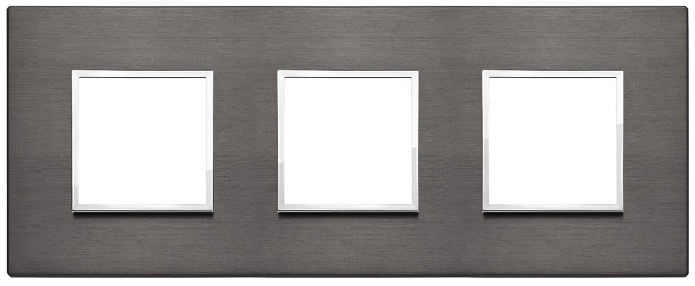 Placca modulare 6 moduli 2+2+2 alluminio anodizzato grigio lava per impianti elettrici