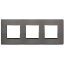 Placca modulare 6 moduli 2+2+2 alluminio anodizzato grigio lava per impianti elettrici