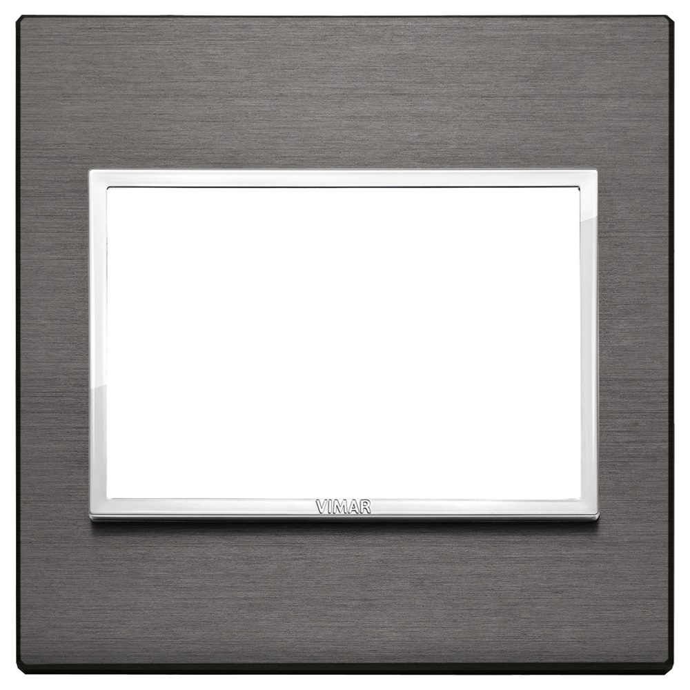 Placca elettrica 3 moduli alluminio anodizzato grigio lava per impianti elettrici