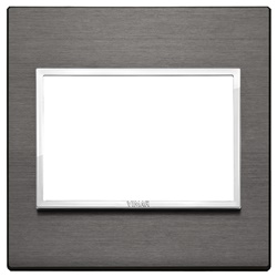 Placca elettrica 3 moduli alluminio anodizzato grigio lava per impianti elettrici