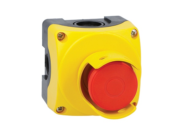 Pulsante emergenza industriale 40 mm push/pull contatto 1NC protezione robusta