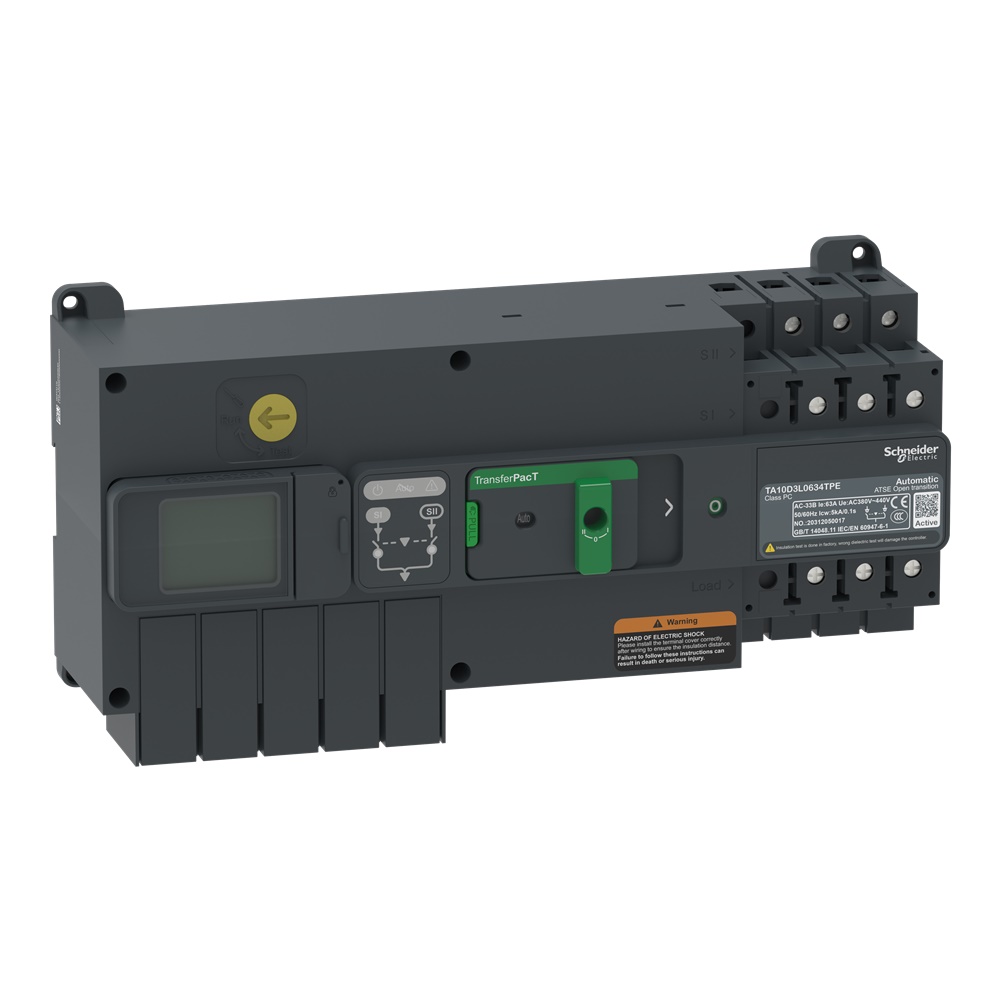 Interruttore trasferimento automatico TransferPacT Active 3P 100A 400V per impianti industriali e commerciali