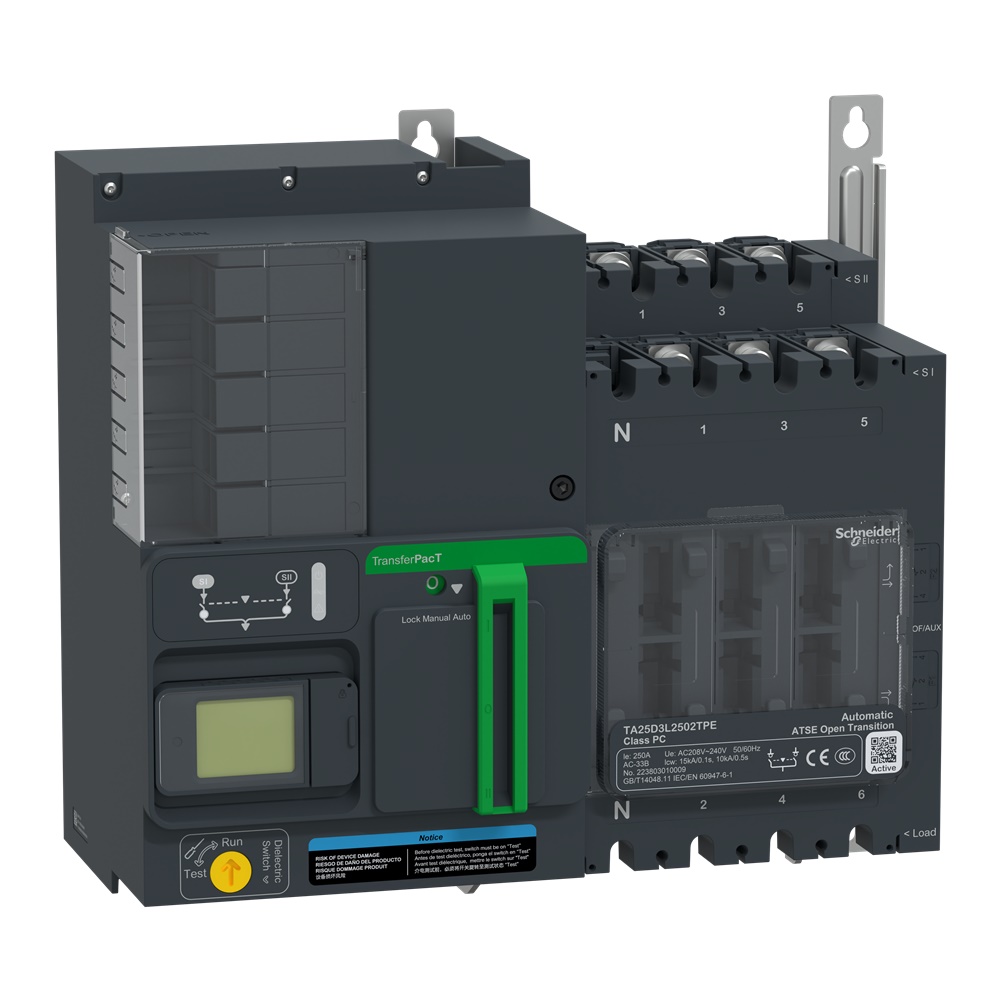 Interruttore trasferimento automatico TransferPacT Active 250A 230V 3 poli LCD per uso industriale e commerciale