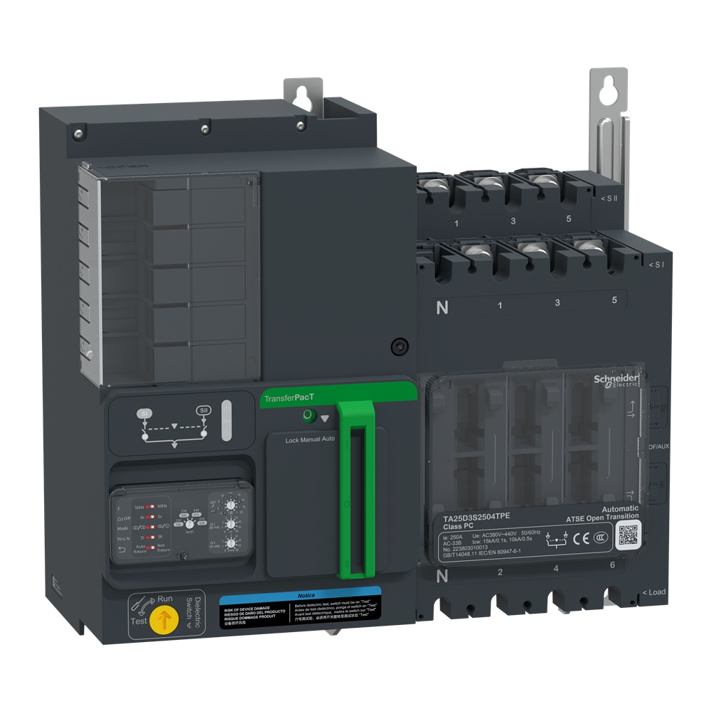 Interruttore trasferimento automatico TransferPacT 250A 400V 3 poli per impianti industriali e commerciali