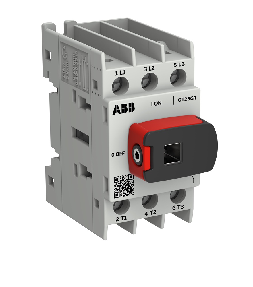 Switch disconnettore OT25G1-3BS 3 poli montaggio su guida DIN con manopola bloccabile