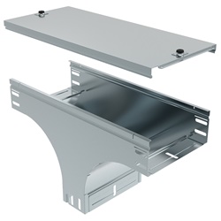 Derivazione verticale a T discesa 300x75 mm acciaio zincato applicazioni impianti elettrici