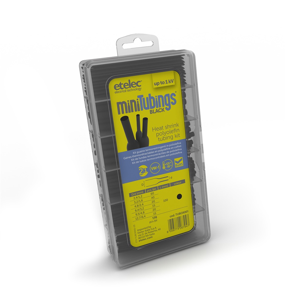 Guaina termorestringente nera kit spezzoni assortiti poliolefina 2:1 isolamento cavi elettrici basso spessore
