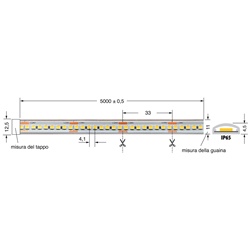 Striscia LED 20W/m 24V IP65 resistente acqua polvere per illuminazione interna ed esterna