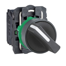 Selettore Harmony XB5 plastica nero 22 mm 2 posizioni fisse 2 NO comando macchine ambienti gravosi IP67 IP69 IP69K