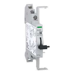 Contatto ausiliario OFsp 1NC+NC/NA per interruttore differenziale Acti9 ID Tipo B 125A, segnalazione posizione aperto/chiuso, 230V AC, montaggio sinistro, dimensioni compatte