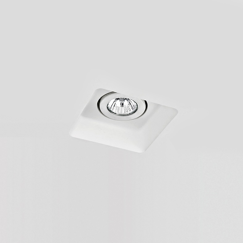 Downlight quadrato orientabile in gesso rasato bianco incasso GU10 IP20 per illuminazione ambienti interni