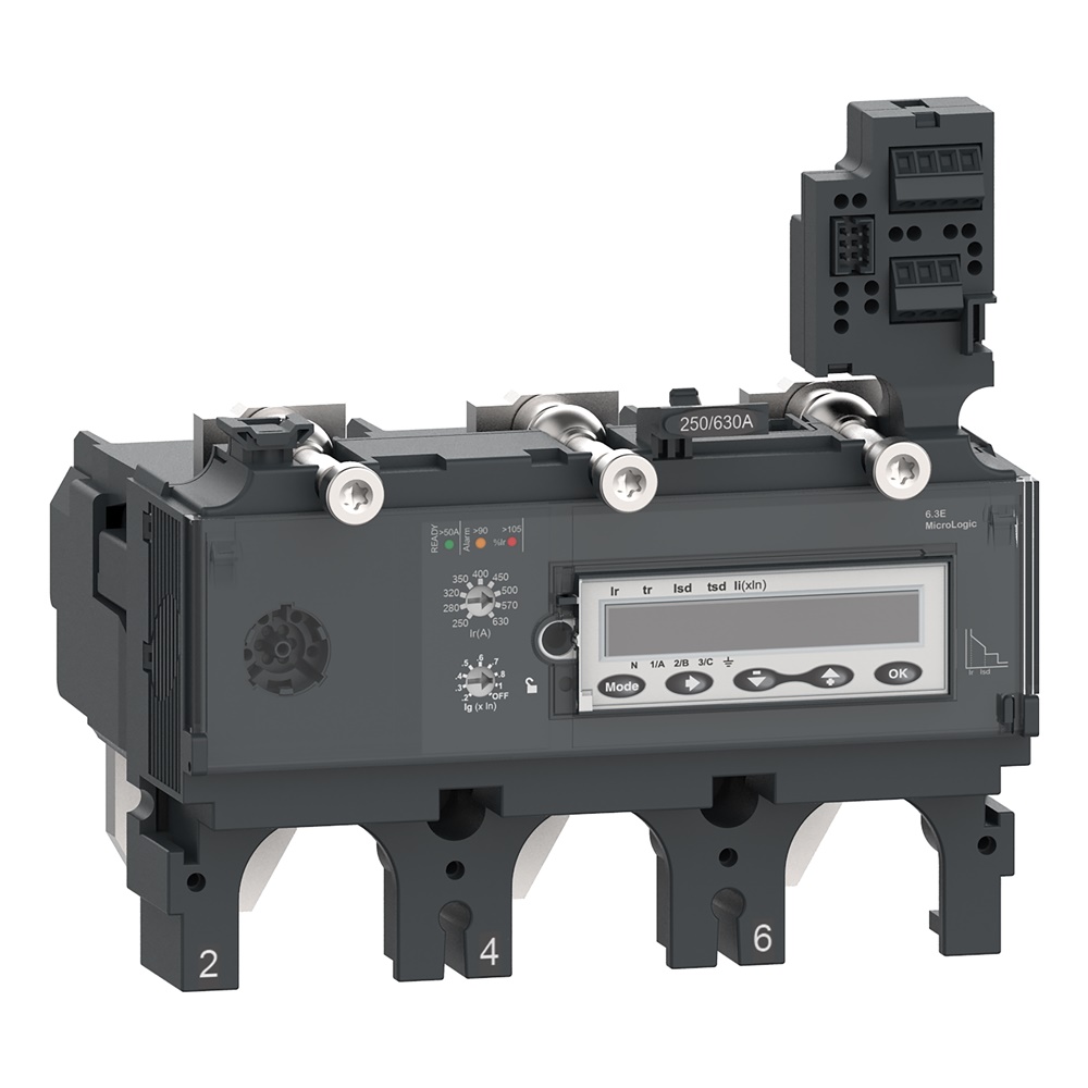 Sganciatore elettronico MicroLogic 6.3E 630A 3 poli con protezioni base e differenziali, misuratore energia, per interruttori ComPacT NSX630