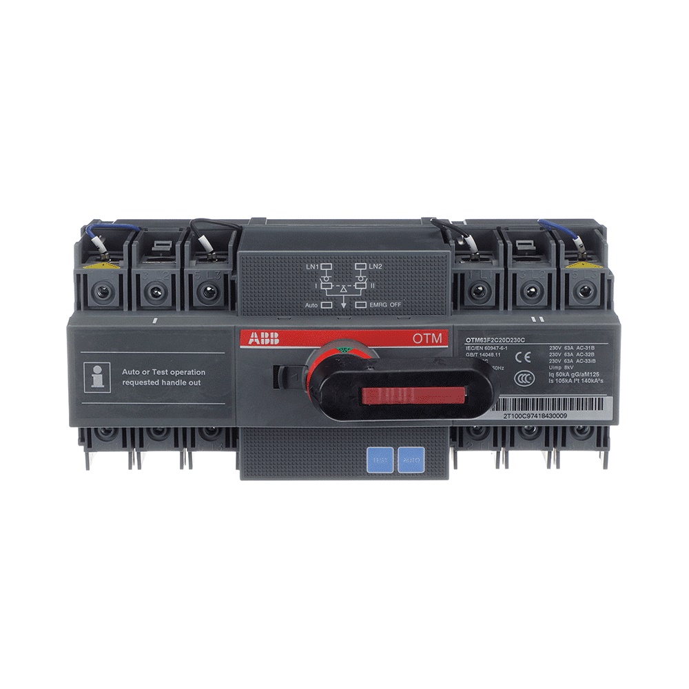Interruttore trasferimento automatico motorizzato 63A tipo 1-0-2 open transition self-powered