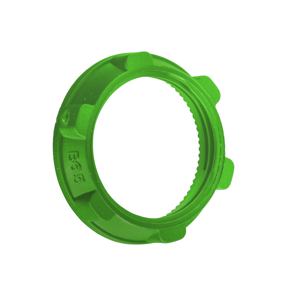Ghiera serraggio plastica verde per pulsanti serie XB5, fissaggio standard, confezione 100 pezzi