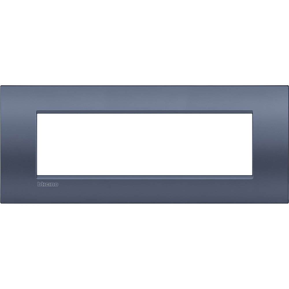 Placca 7 moduli metallo Blue Moon per impianti elettrici design moderno