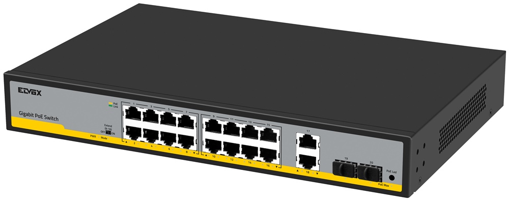Switch Gigabit 16 porte PoE AT 2 uplink 2 SFP per reti professionali
