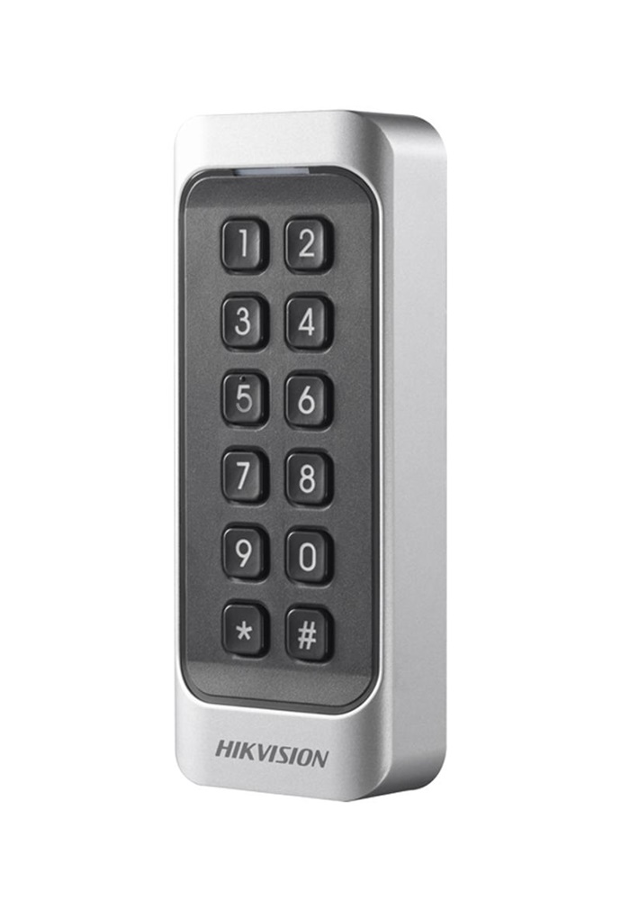 Lettore tessere Mifare DS-K1107AMK con tastiera IP65 per controllo accessi industriale e commerciale